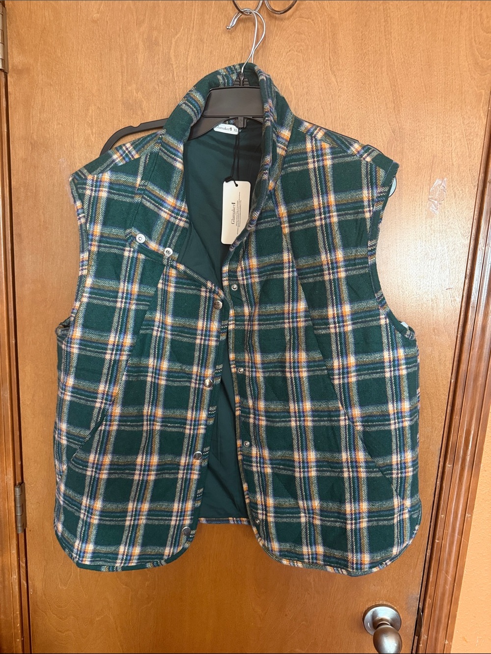 Men's Green Plaid Quilted Vest - Casual Layering - Picture 1 of 2